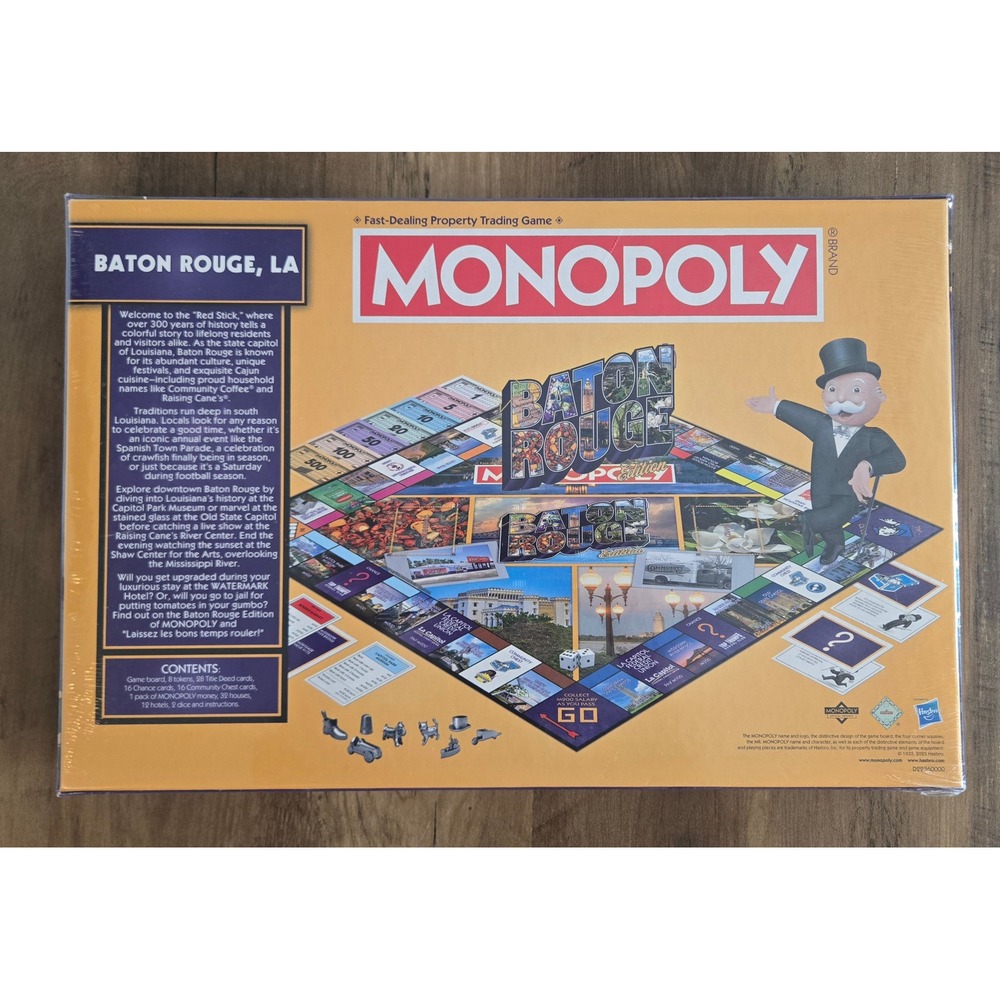Monopoly Baton Rouge Edition Board Game Louisiana Red Stick Hasbro New Sealed - Picture 2 of 2